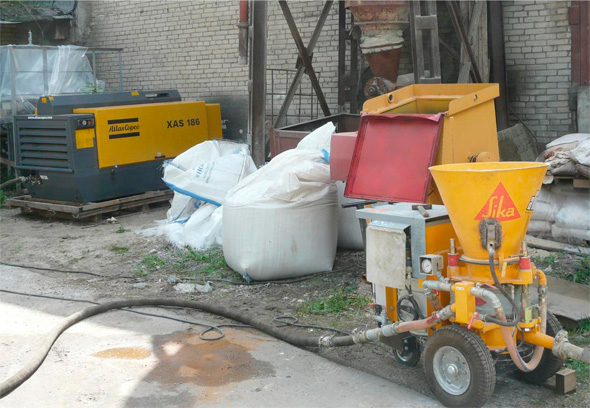 Оборудование для приготовления и подачи сухой смеси торкрет-бетона
